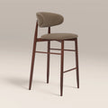 Halston Bar Stool | Truffle Brown Sustainable Mohair Velvet & Walnut