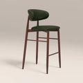 Halston Bar Stool | Vintage Green Faux Leather & Walnut