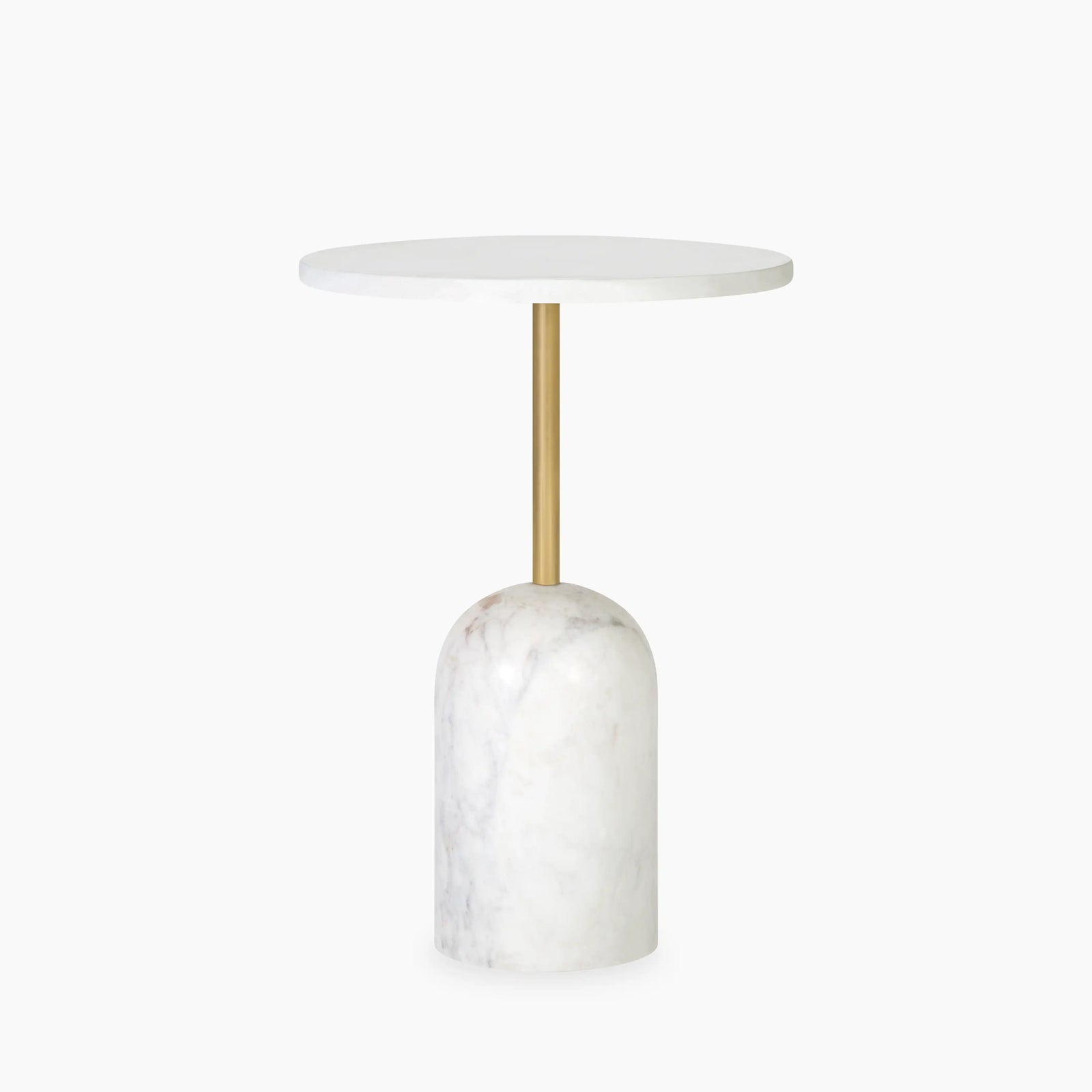 Kingston Round Side Table | White Marble & White