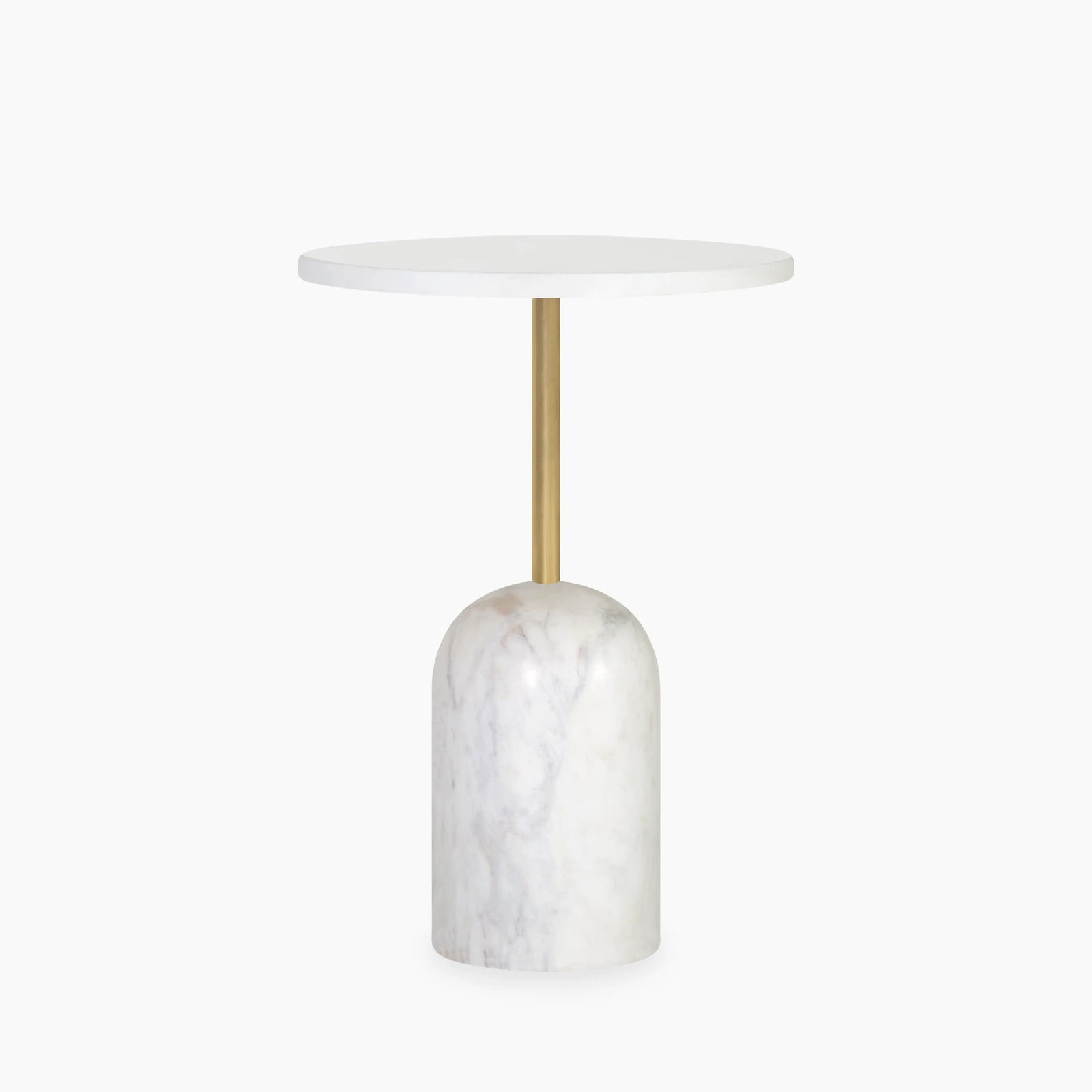 Kingston Round Side Table | White Marble & White