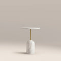Kingston Round Side Table | White Marble & White