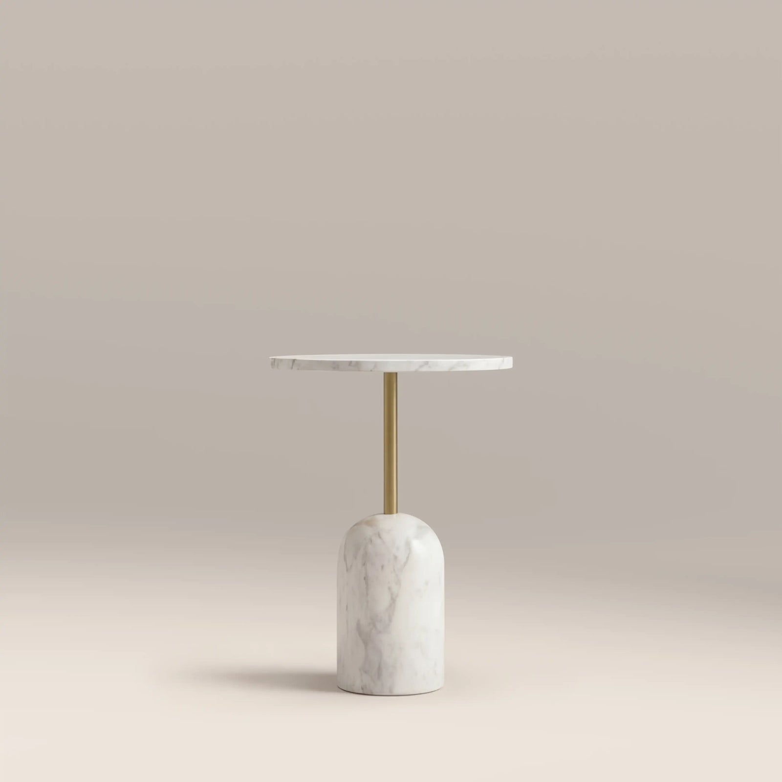 Kingston Round Side Table | White Marble & White