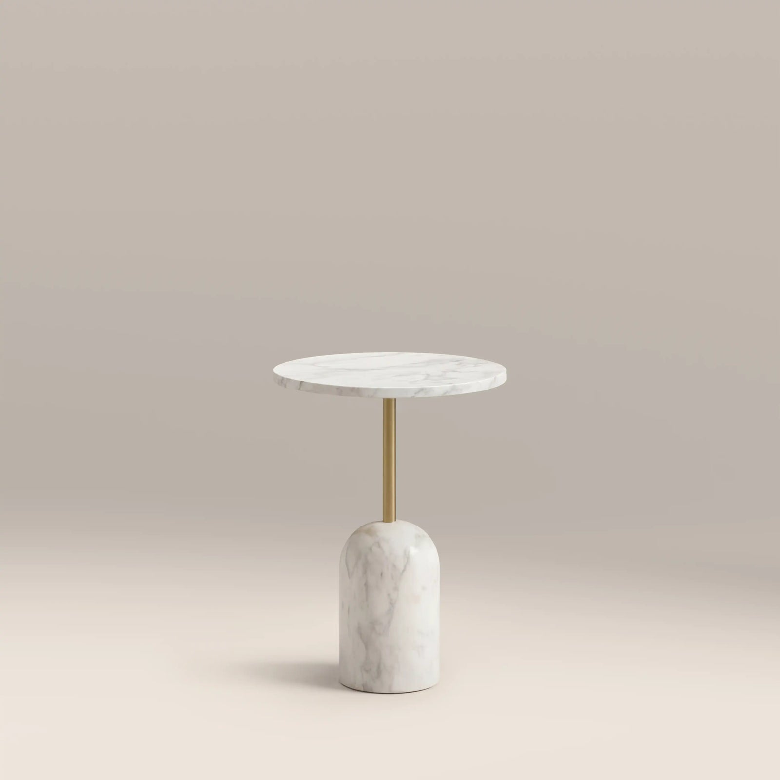 Kingston Round Side Table | White Marble & White