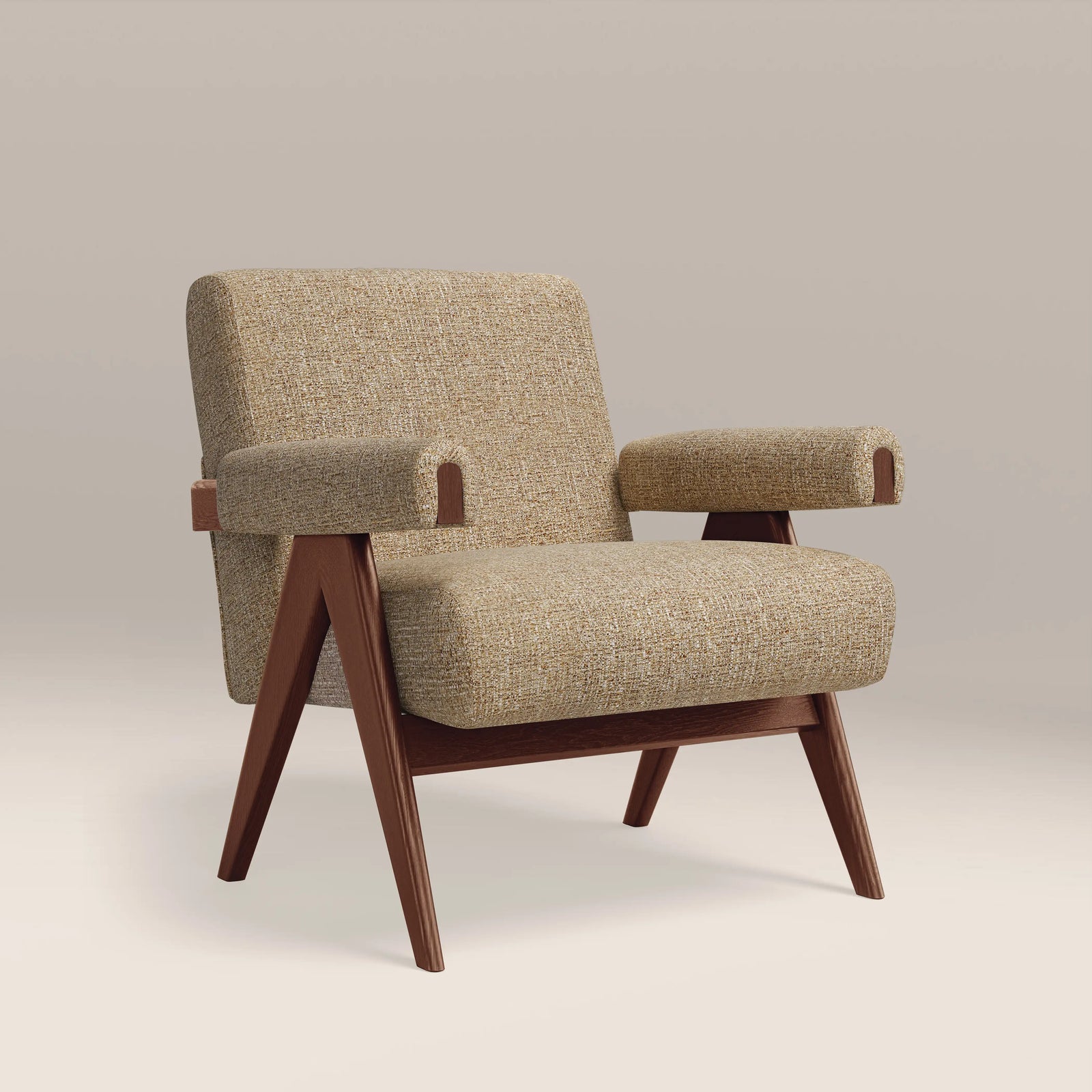 Cary Accent Chair | Speckled Latte Boucle & Walnut