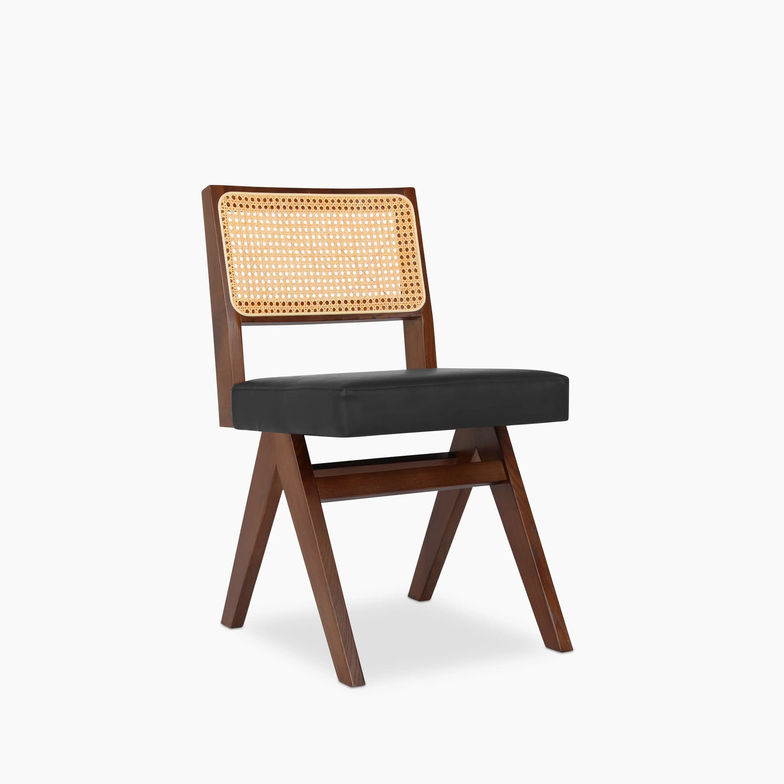 Cary Wooden Dining Chair | Vintage Black Faux Leather & Walnut