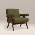 Cary Accent Chair | Moss Green Sustainable Mohair Velvet & Walnut