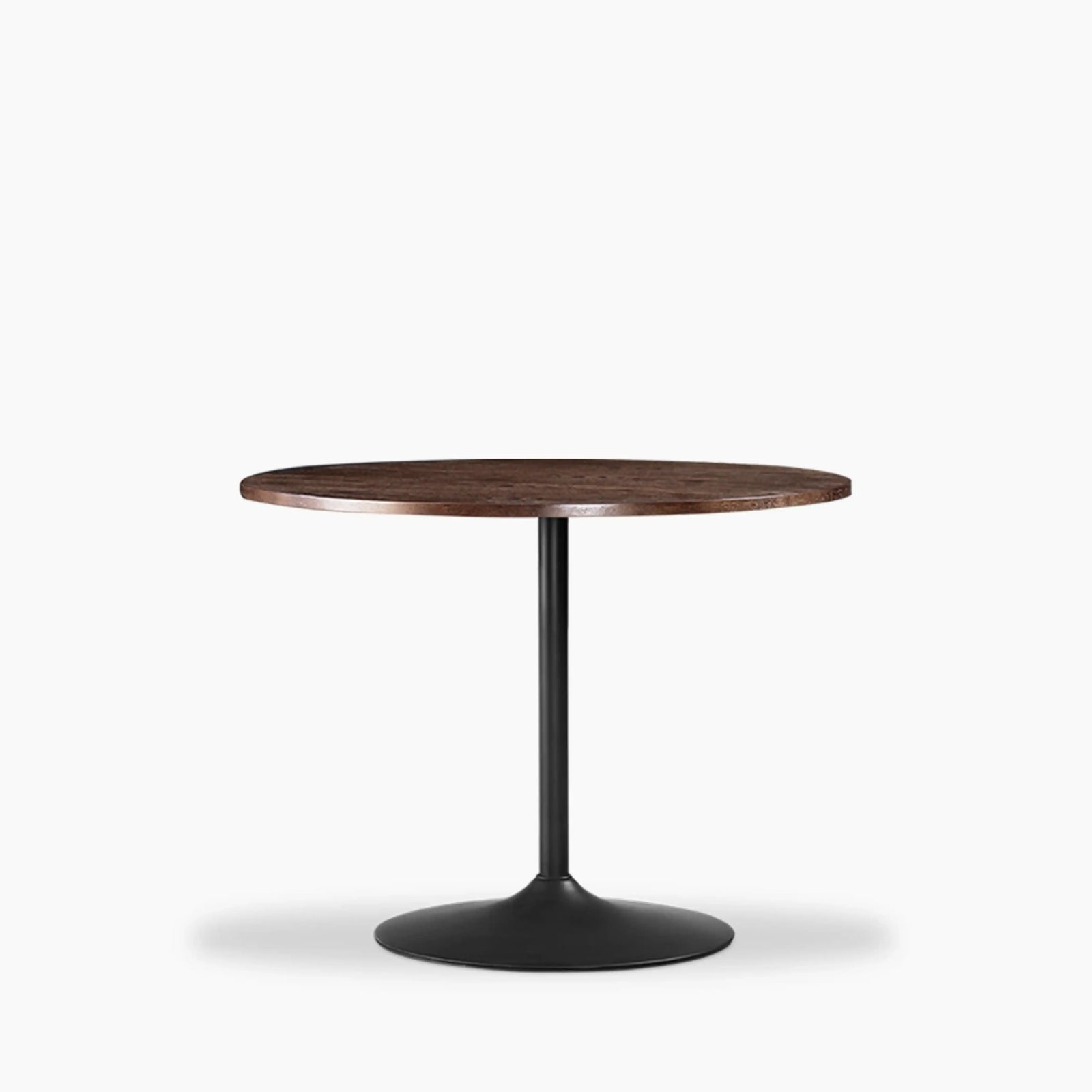 Dion 4 Seat Round Wooden Dining Table | Walnut & Black