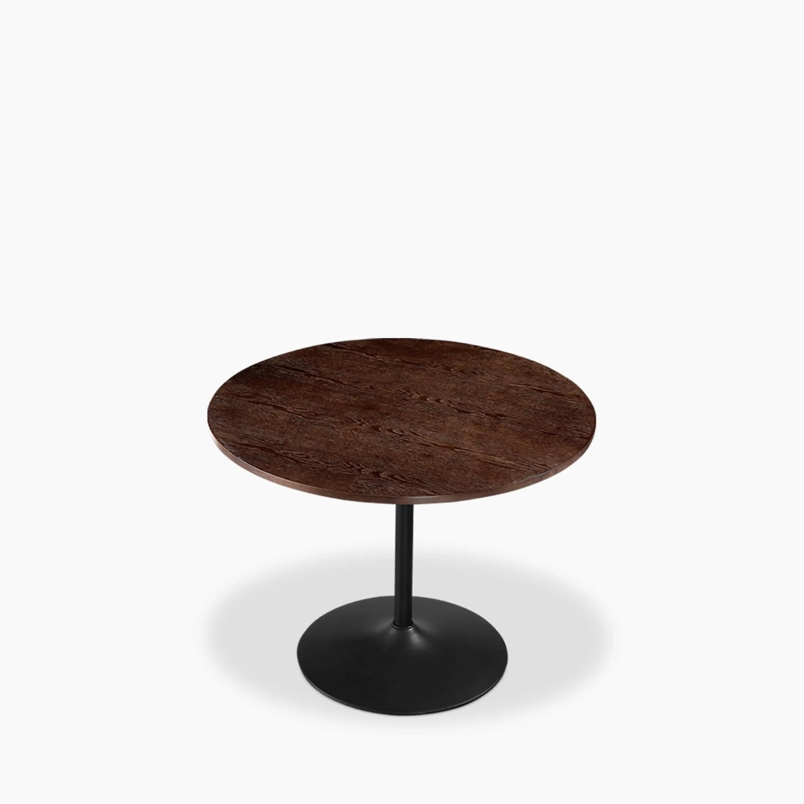 Dion 4 Seat Round Wooden Dining Table | Walnut & Black