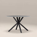 Sawyer 4 Seat Round Dining Table | Grey Ceramic & Black