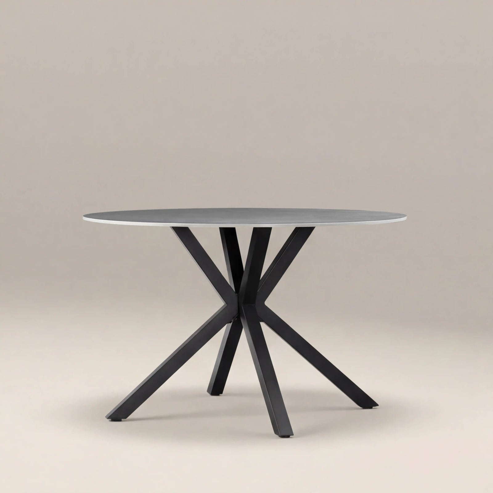 Sawyer 4 Seat Round Dining Table | Grey Ceramic & Black