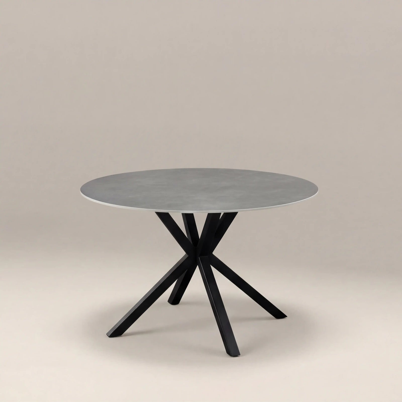 Sawyer 4 Seat Round Dining Table | Grey Ceramic & Black