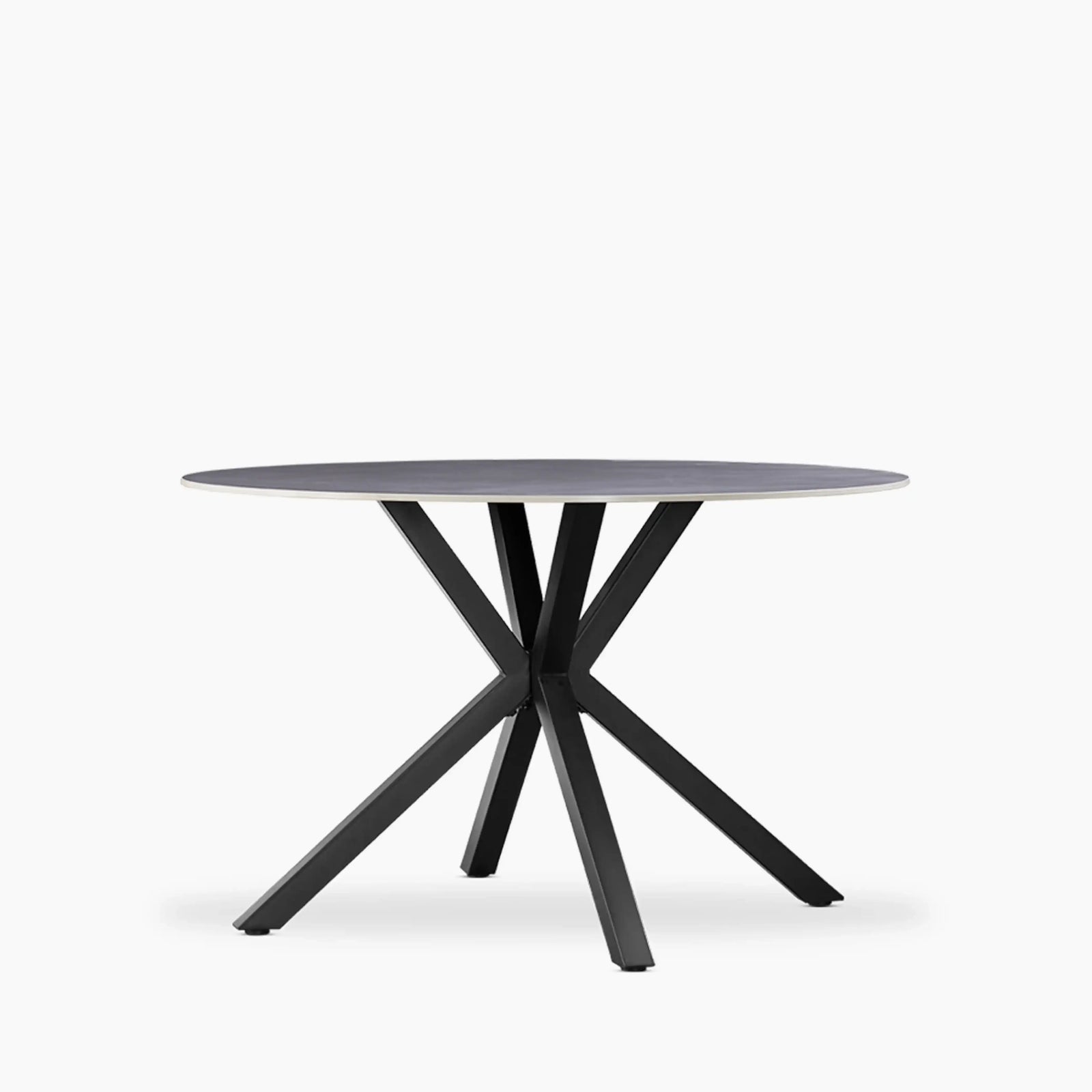 Sawyer 4 Seat Round Dining Table | Grey Ceramic & Black
