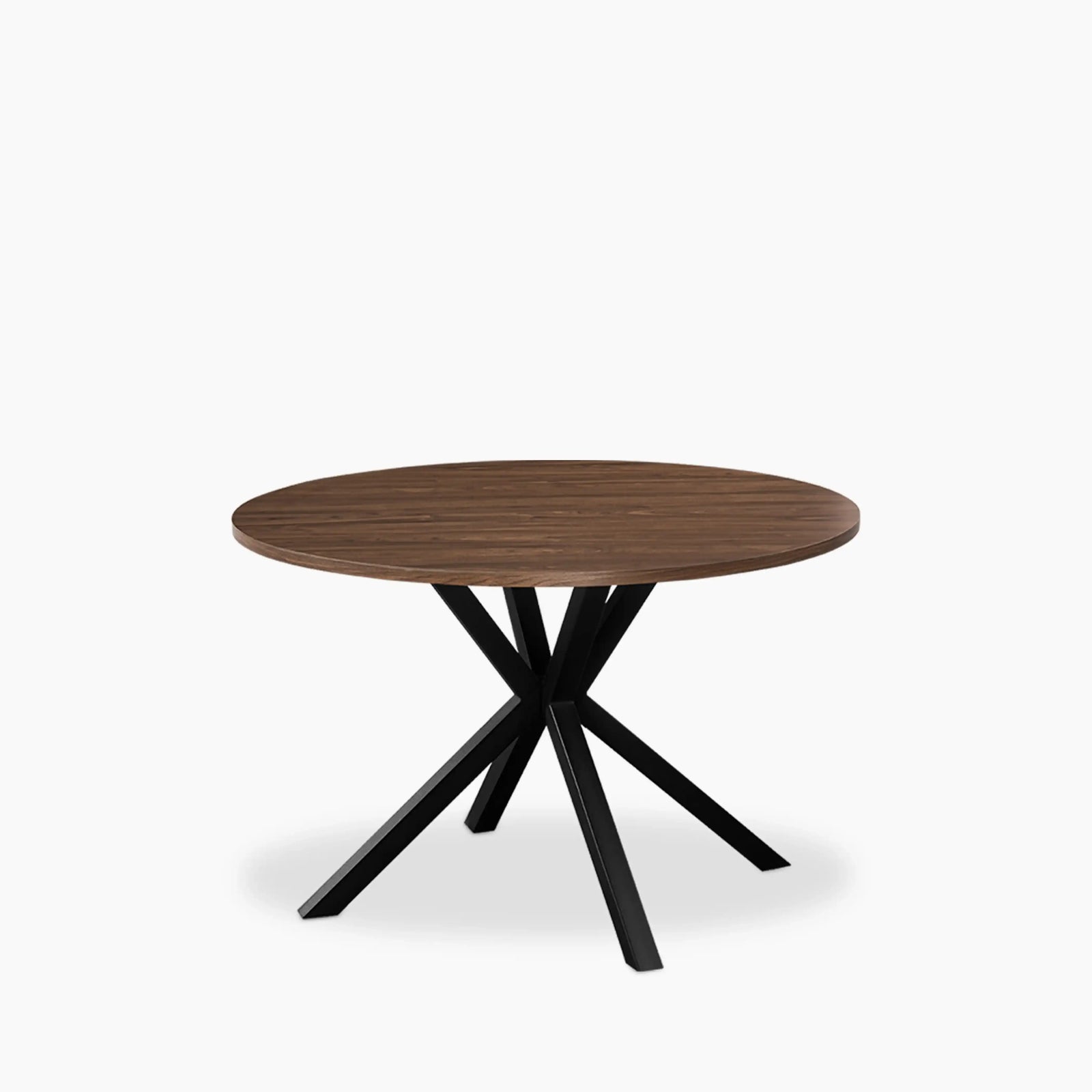 Sawyer 4 Seat Round Wooden Dining Table | Walnut & Blackyer