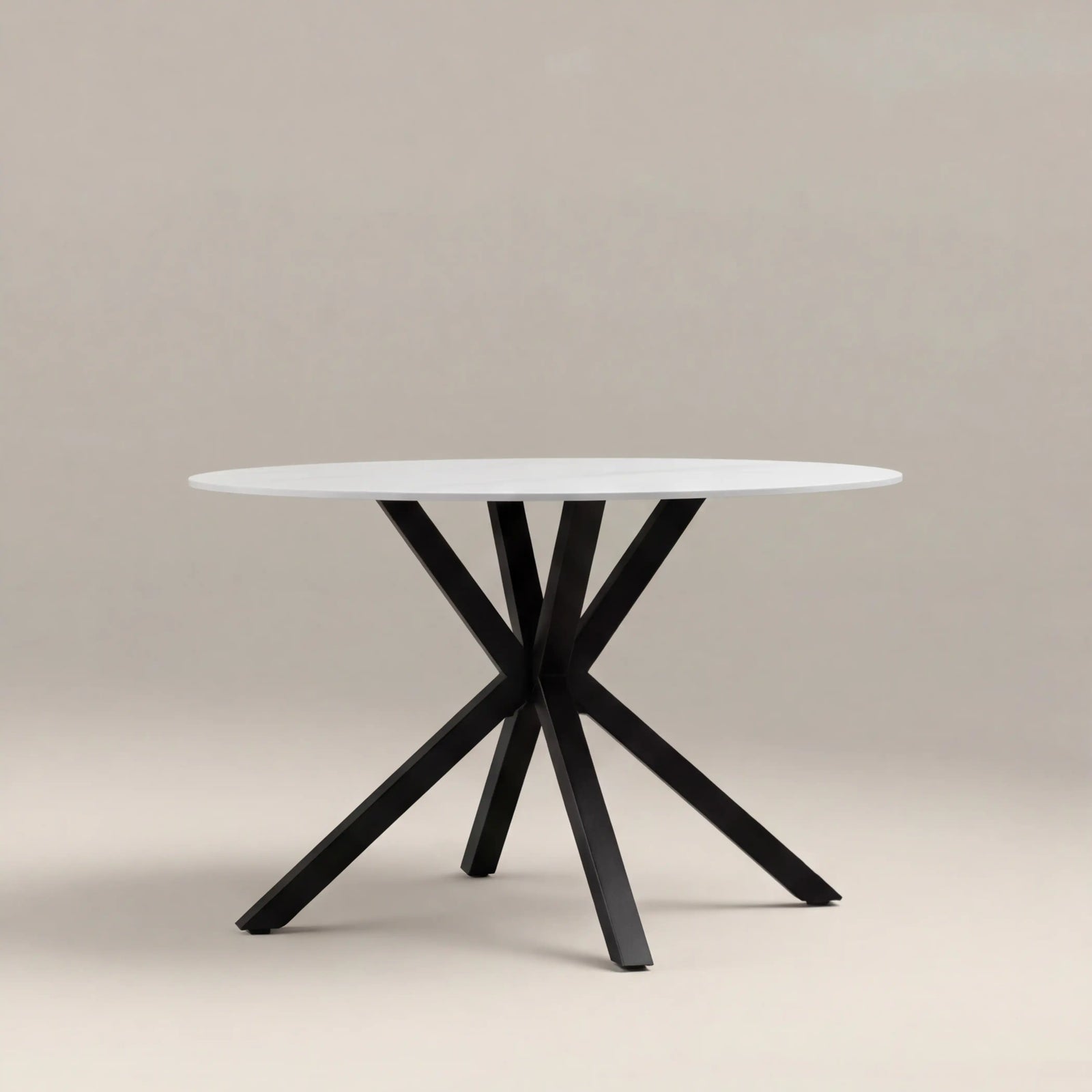Sawyer 4 Seat Round Dining Table | White Ceramic & Black