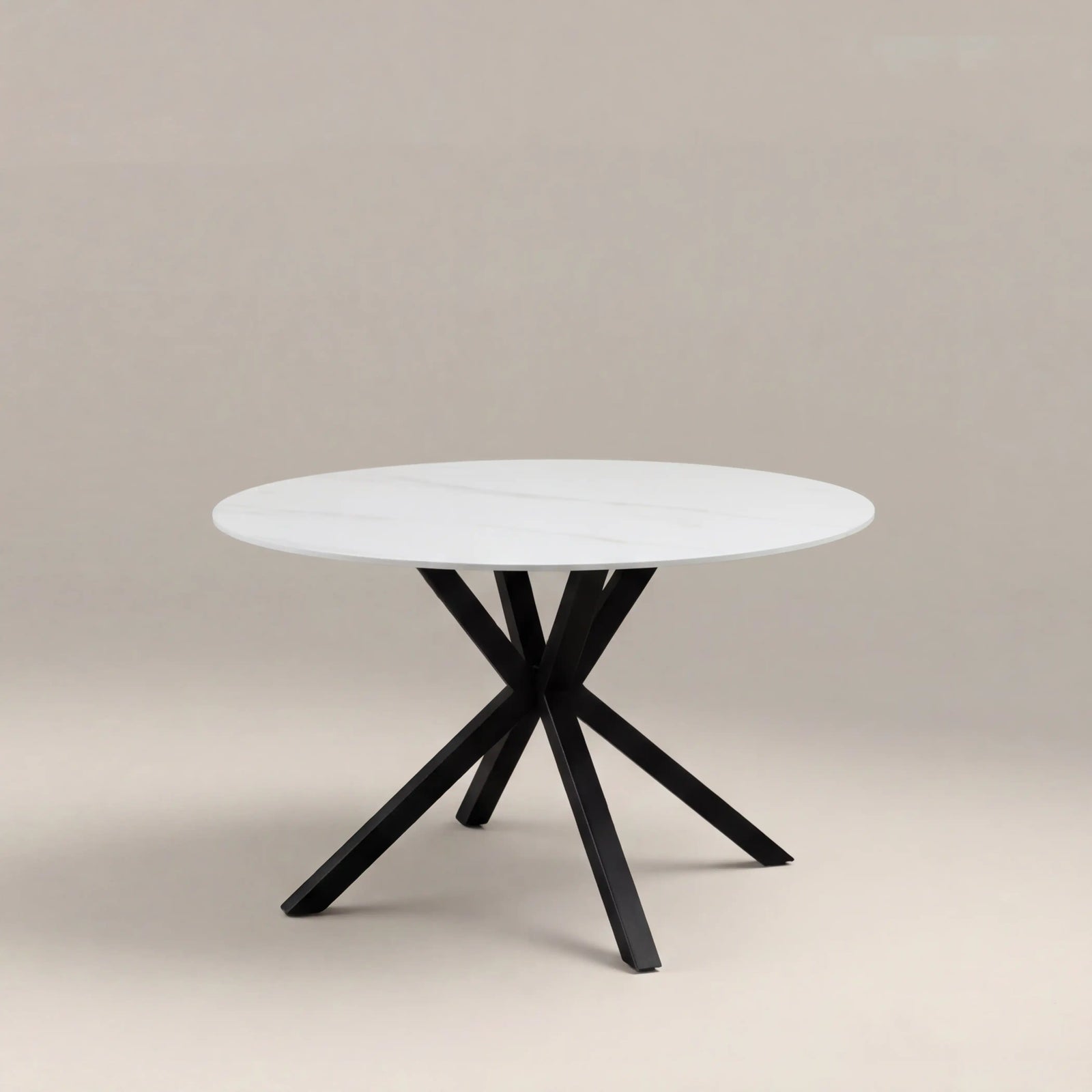 Sawyer 4 Seat Round Dining Table | White Ceramic & Black