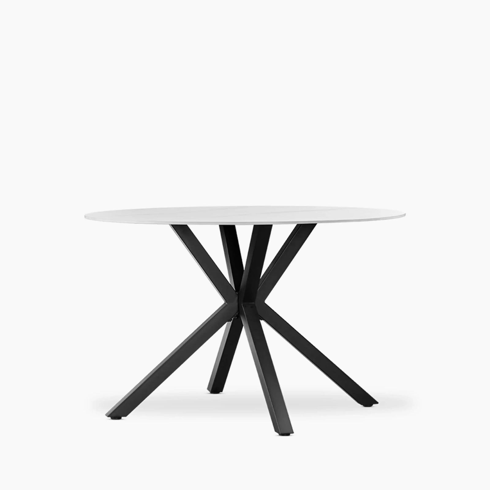 Sawyer 4 Seat Round Dining Table | White Ceramic & Black