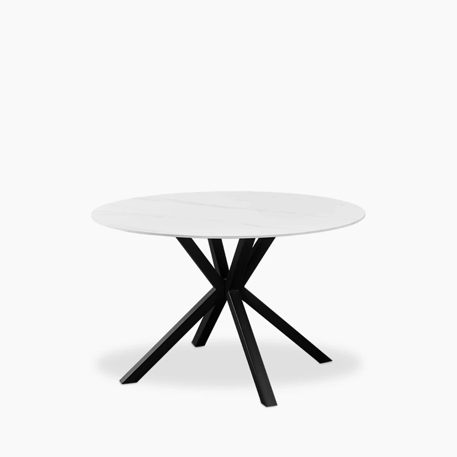 Sawyer 4 Seat Round Dining Table | White Ceramic & Black