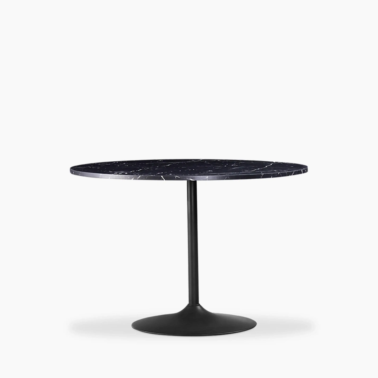 Isla 4 Seat Round Wooden Dining Table | Black Marble & Black