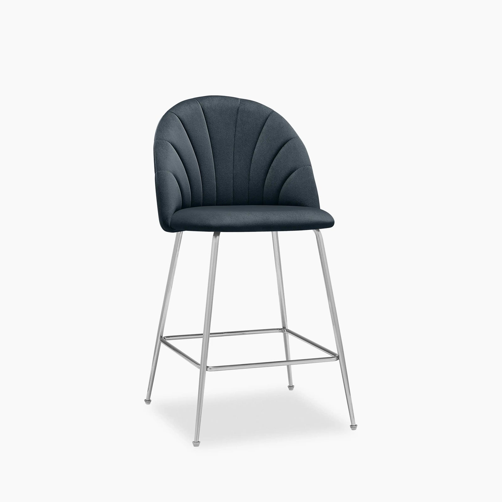 Sylvia Kitchen Stool | Ink Grey Sustainable Velvet