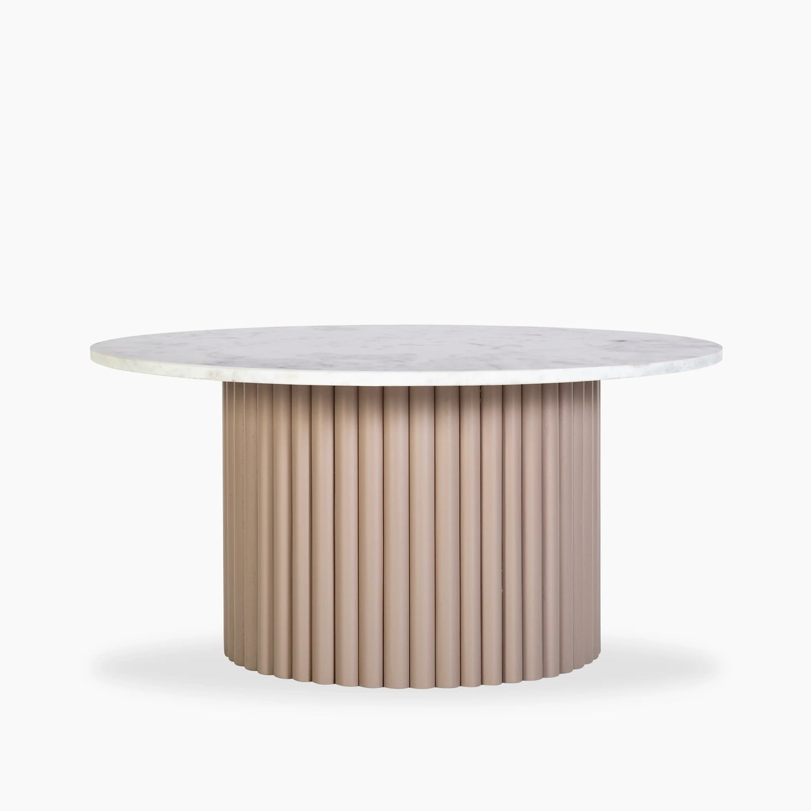 Medby Round Coffee Table | White Marble & Taupe