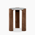 Emil Round Side Table | Grey Marble & Walnut