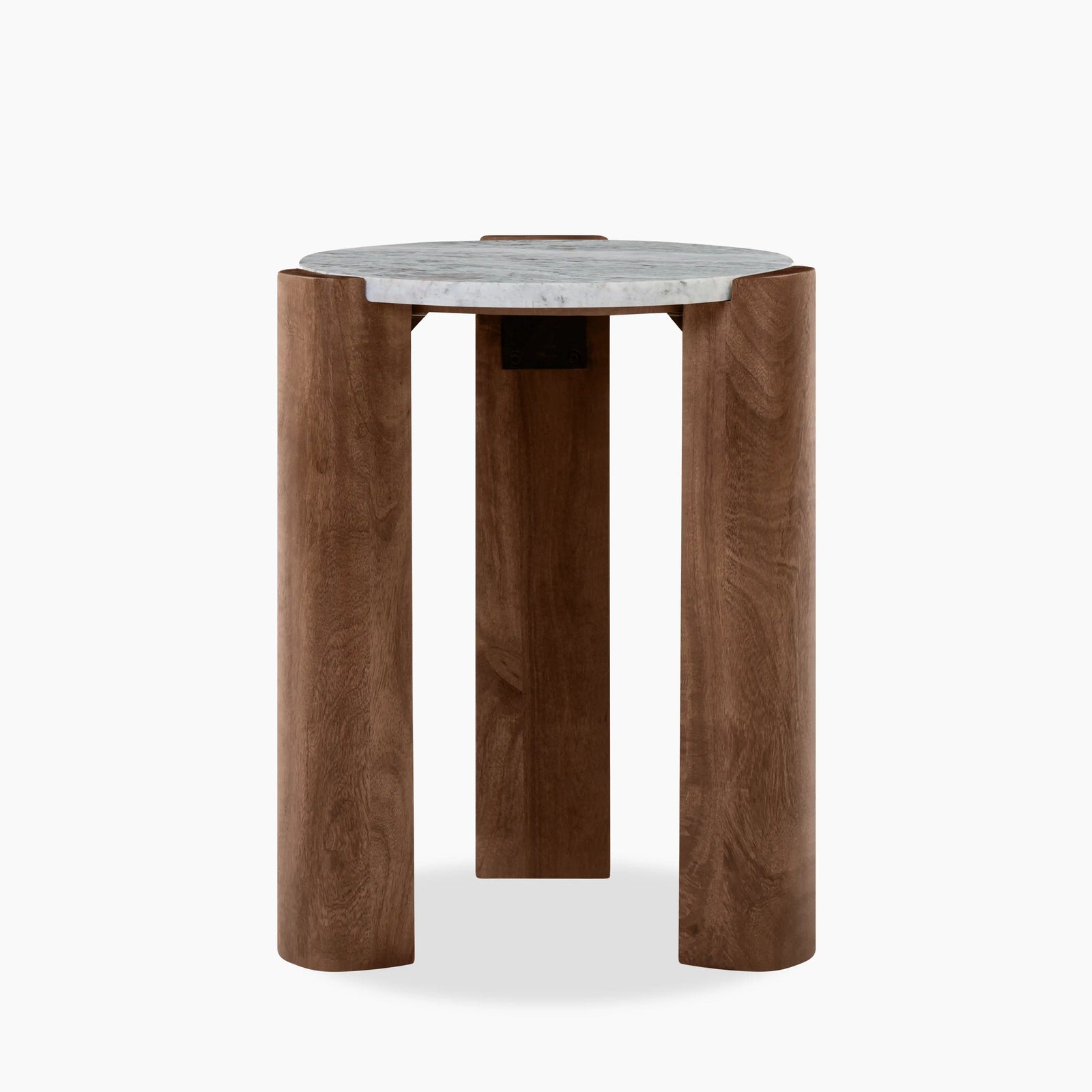 Emil Round Side Table | Grey Marble & Walnut