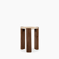 Emil Round Side Table | Natural Travertine & Walnut