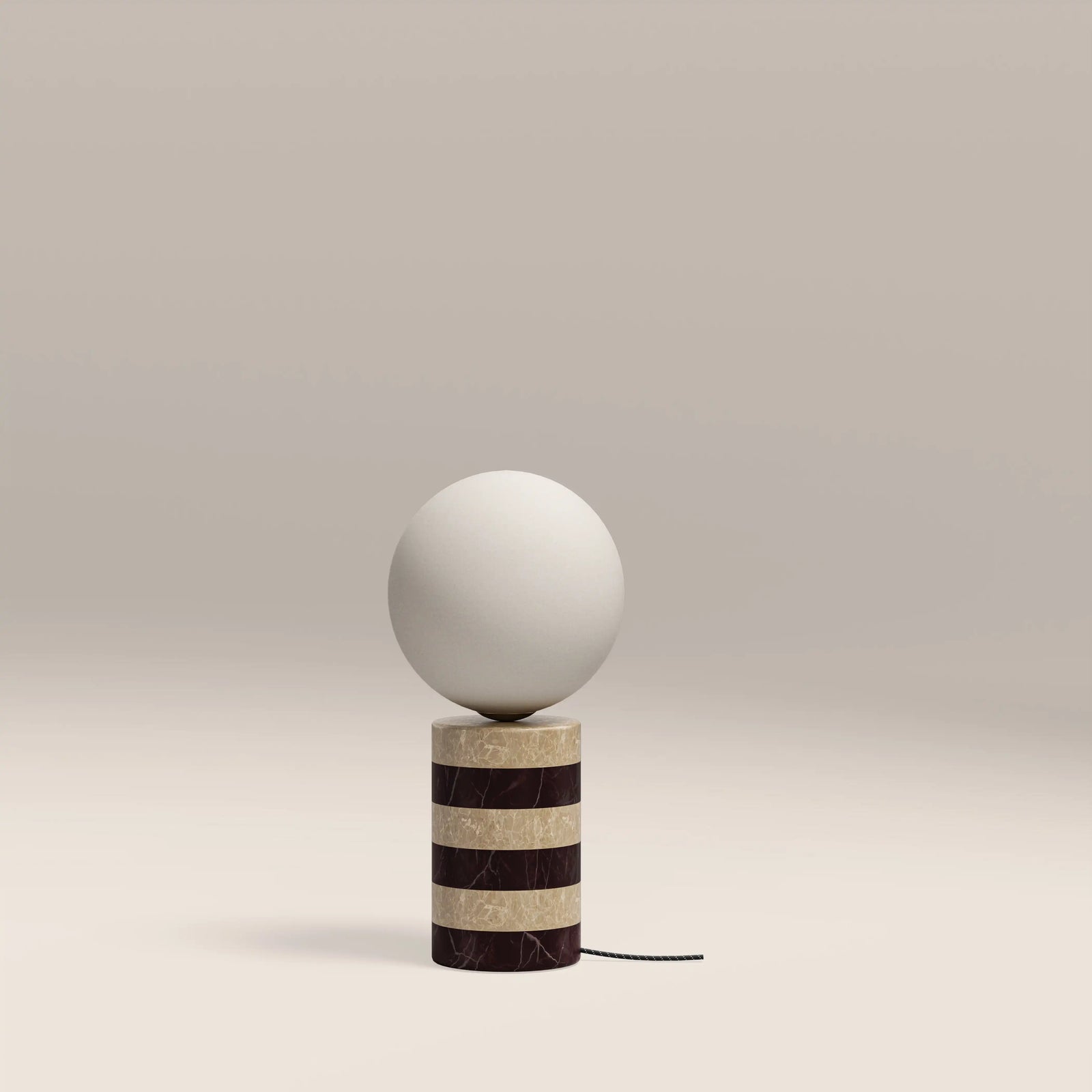 Connely Table Lamp | Dark Red Marble & Natural Travertine