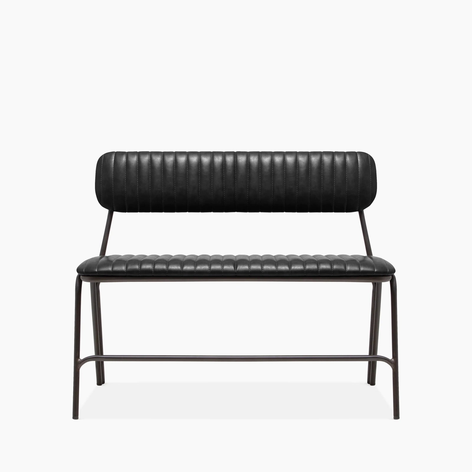 Boston 2 Seater Bench | Black Faux Leather & Black