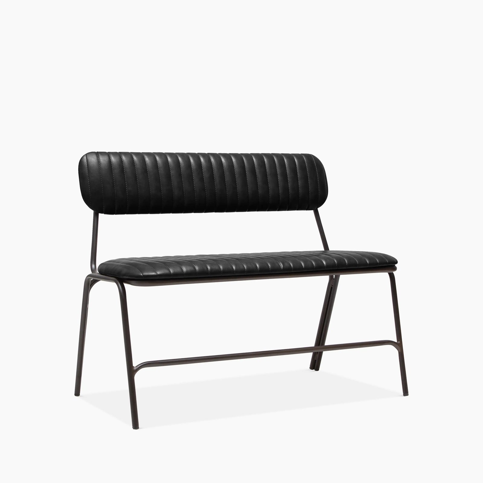 Boston 2 Seater Bench | Black Faux Leather & Black