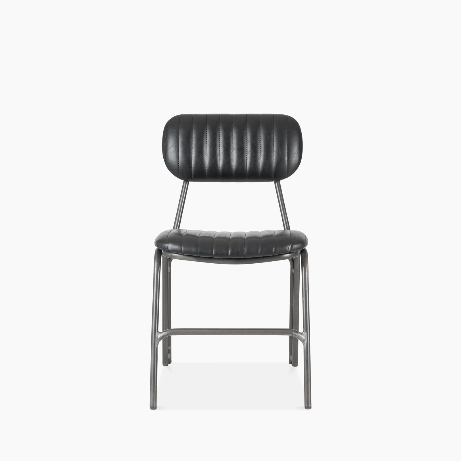 Boston Dining Chair | Black Faux Leather & Gunmetal