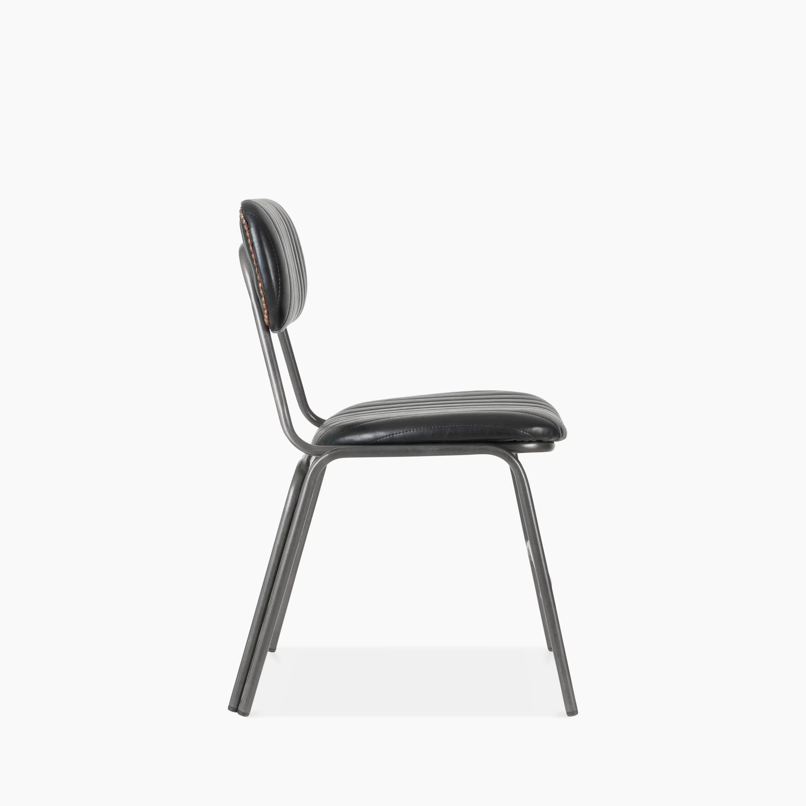 Boston Dining Chair | Black Faux Leather & Gunmetal