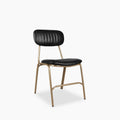 Boston Dining Chair | Vintage Black Faux Leather & Brass