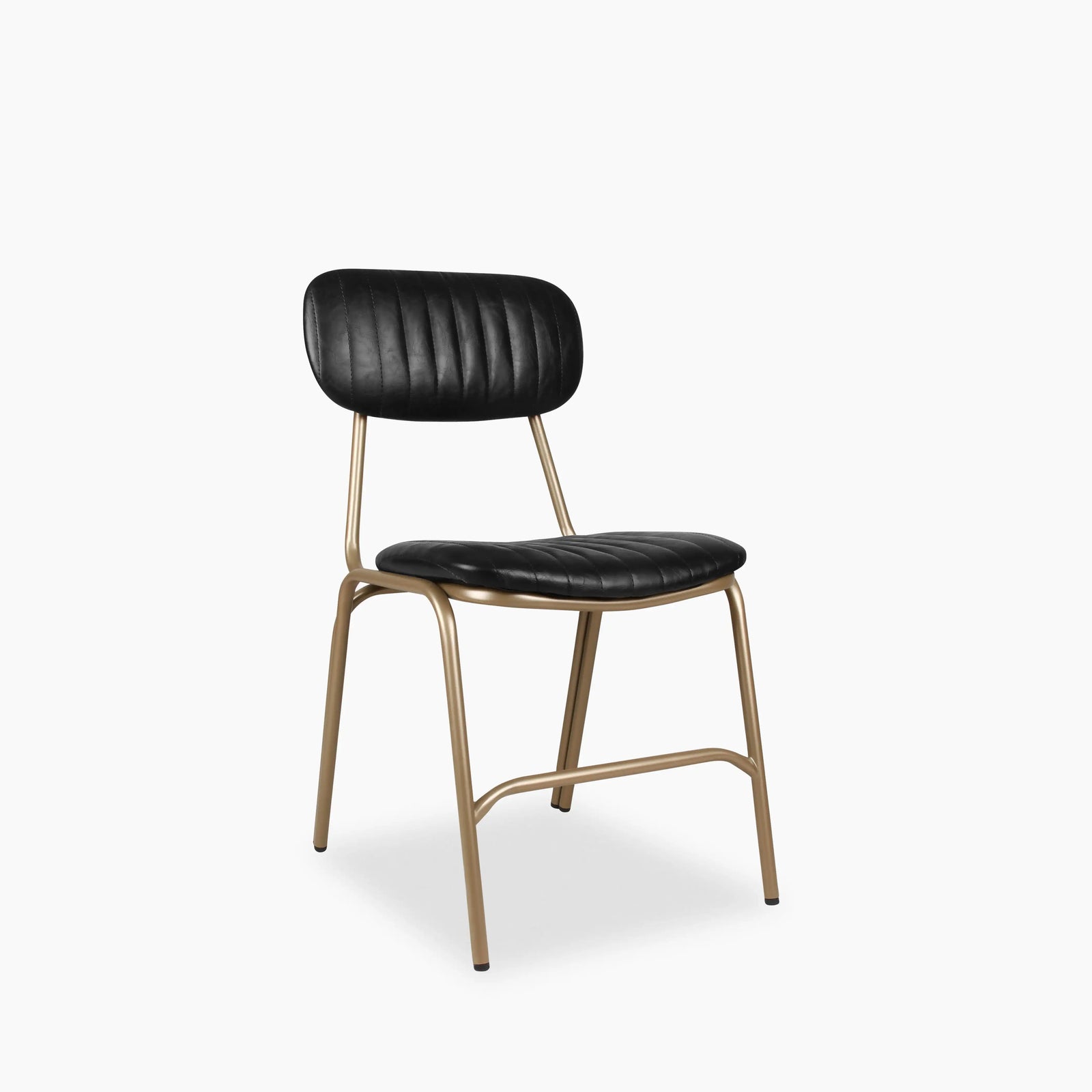 Boston Dining Chair | Vintage Black Faux Leather & Brass