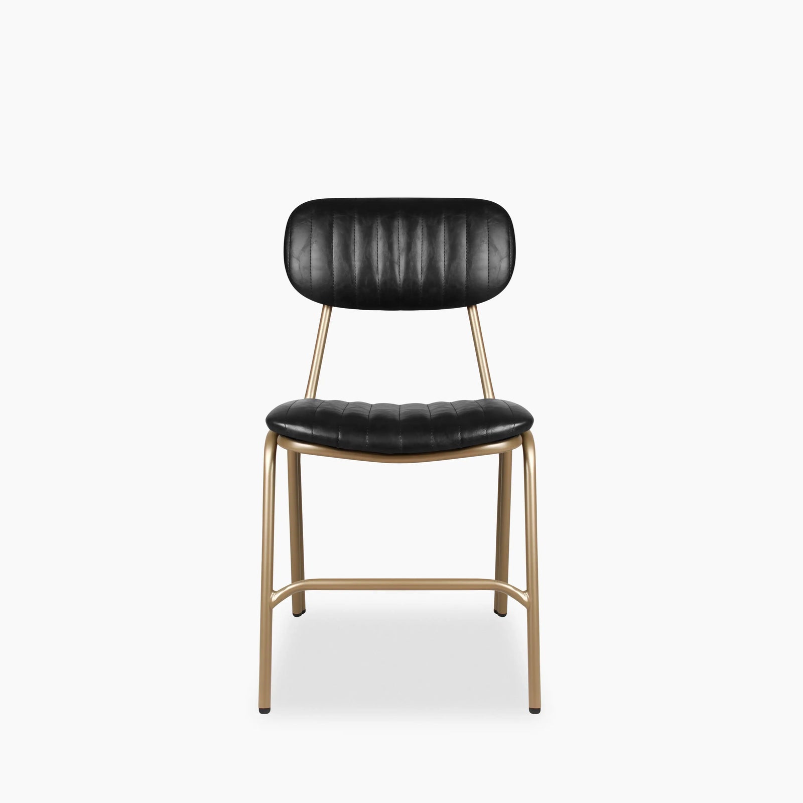Boston Dining Chair | Vintage Black Faux Leather & Brass