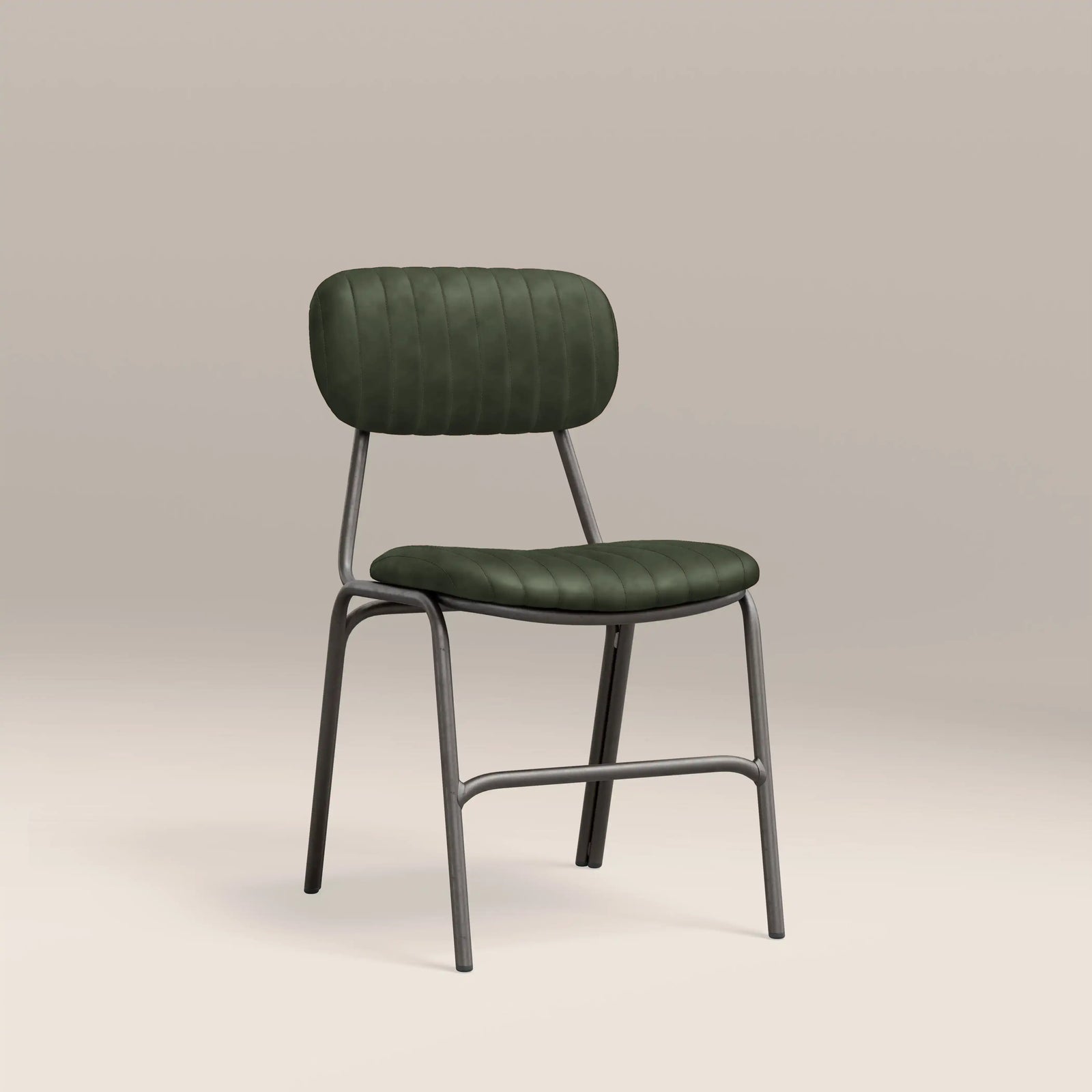 Boston Dining Chair | Dark Green Faux Leather & Gunmetal