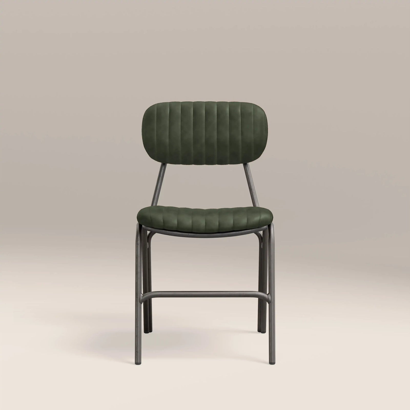 Boston Dining Chair | Dark Green Faux Leather & Gunmetal