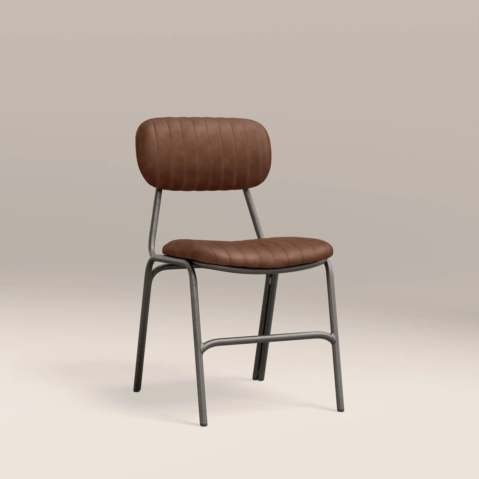 Boston Dining Chair | Tan Faux Leather & Gunmetal