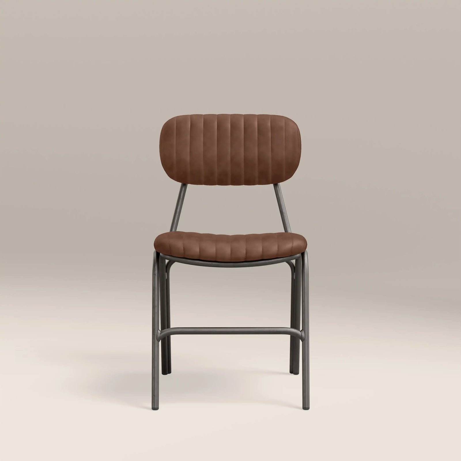 Boston Dining Chair | Tan Faux Leather & Gunmetal