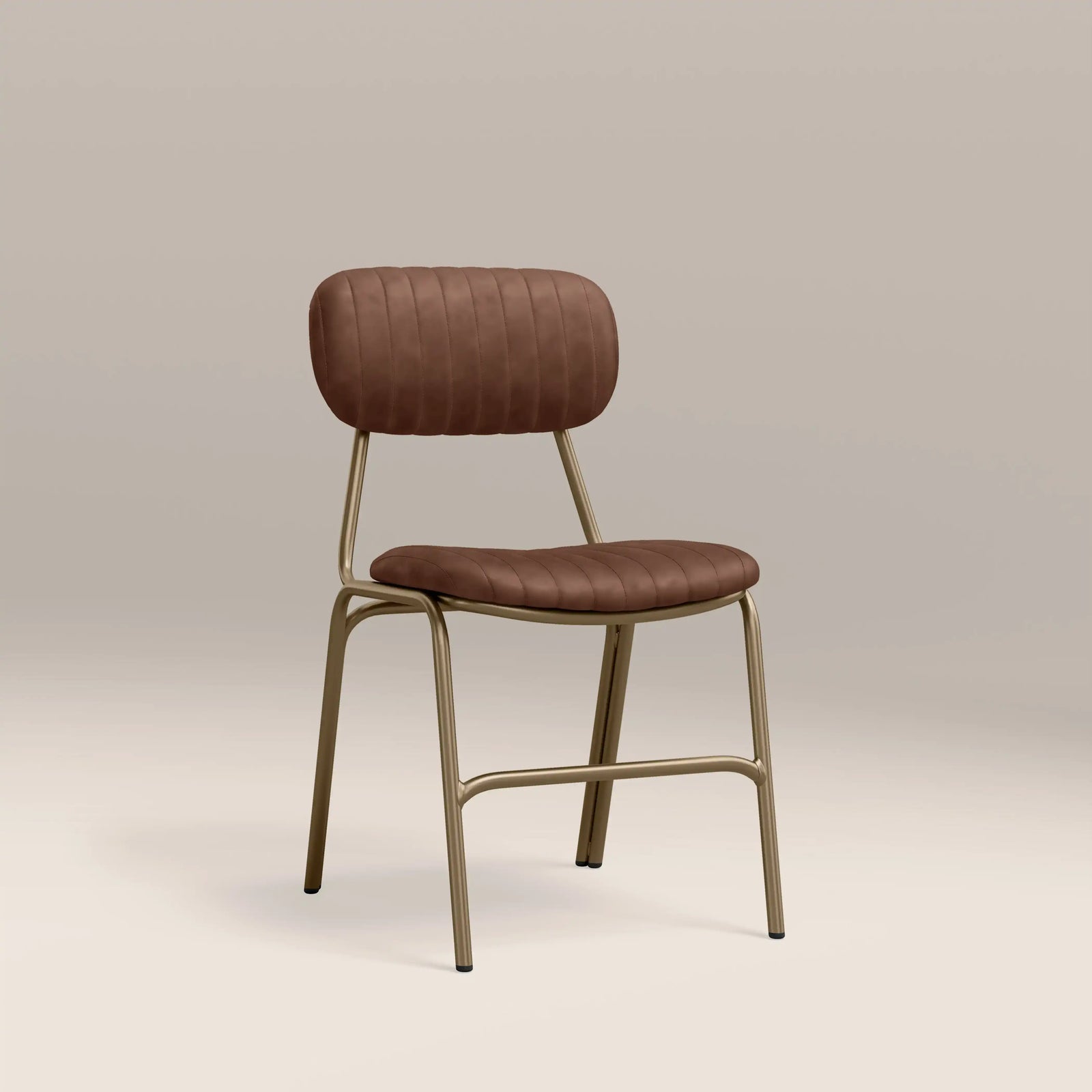 Boston Dining Chair | Vintage Tan Faux Leather & Brass
