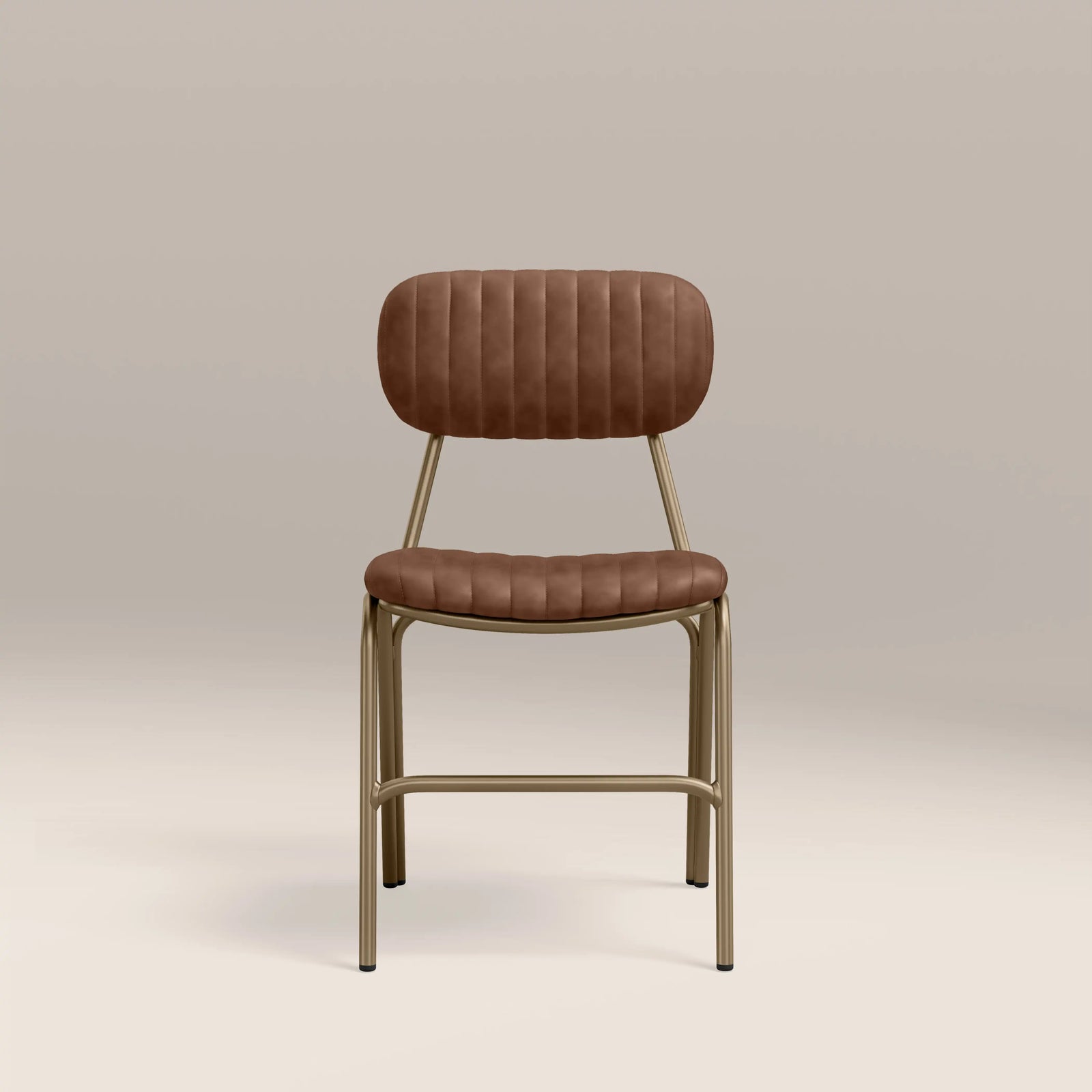 Boston Dining Chair | Vintage Tan Faux Leather & Brass