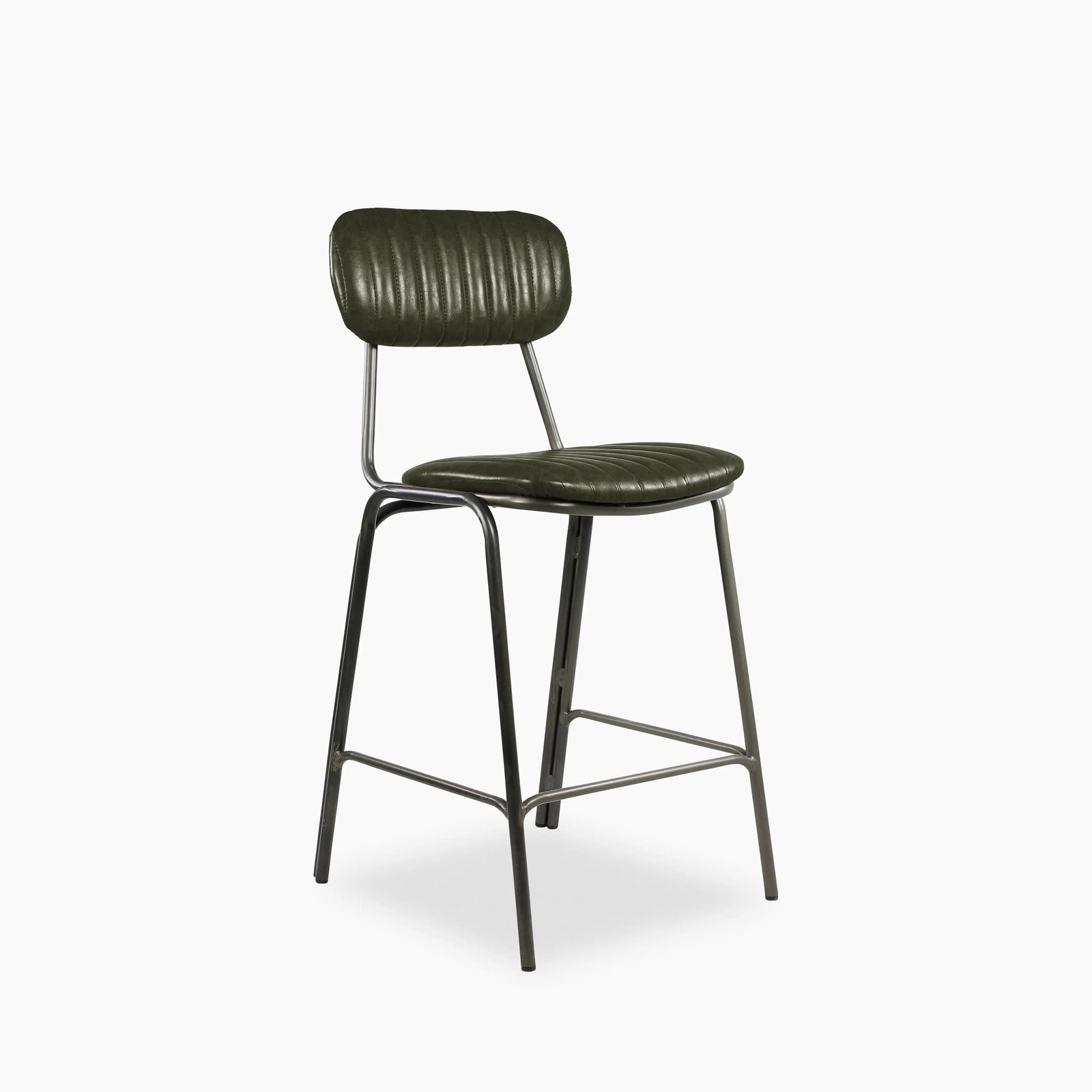 Boston Kitchen Stool | Dark Green Faux Leather & Black