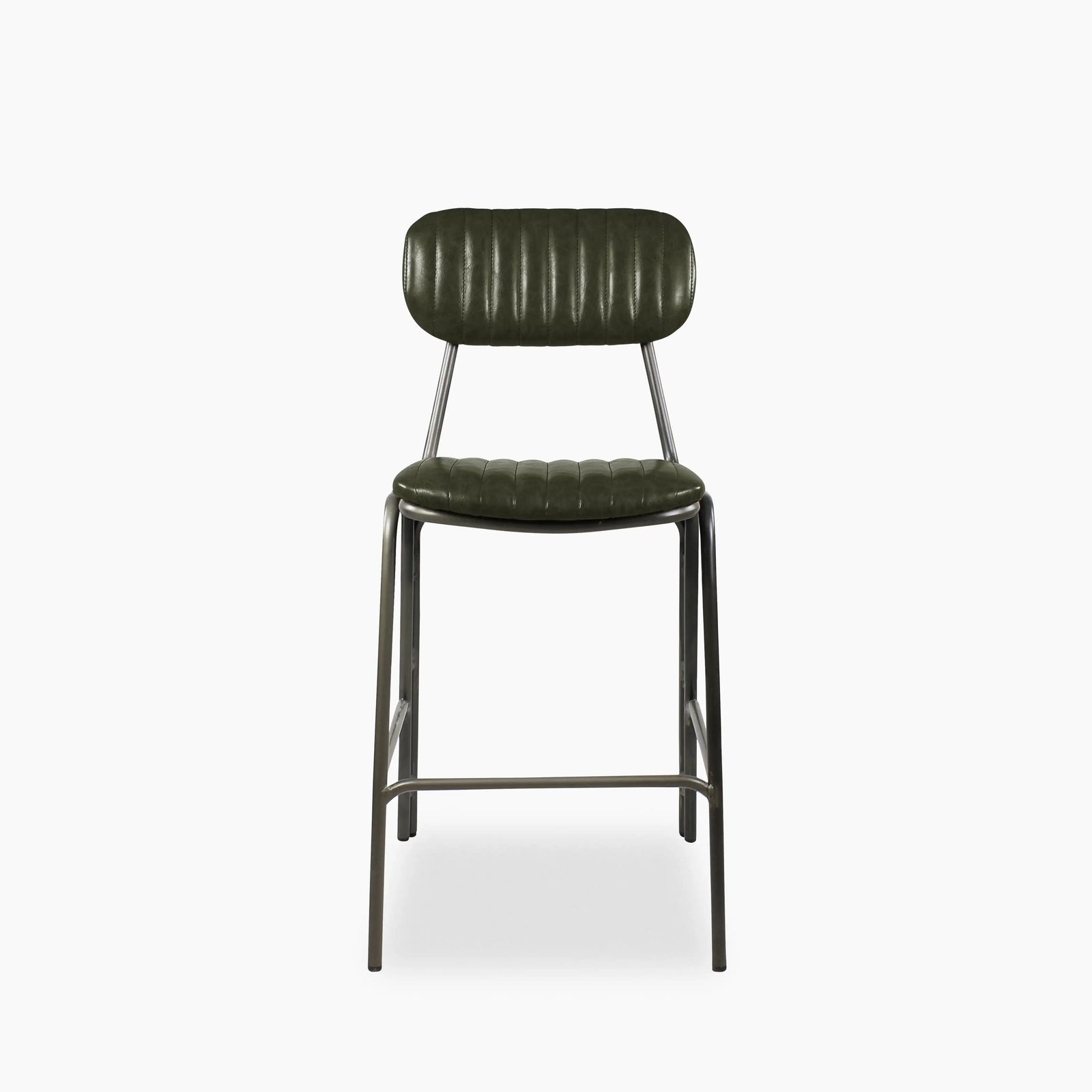 Boston Kitchen Stool | Dark Green Faux Leather & Black