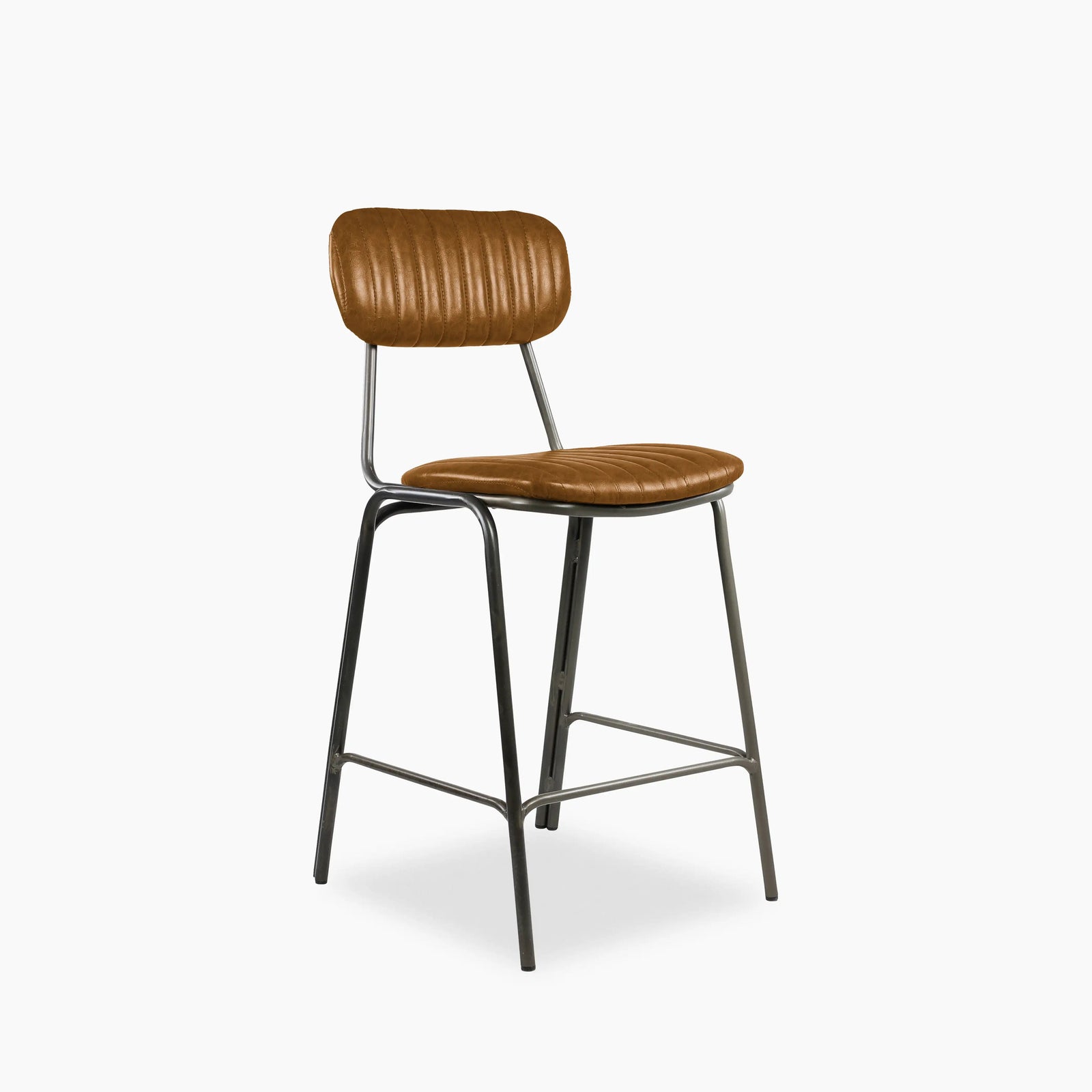 Boston Kitchen Stool | Tan Faux Leather & Black
