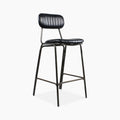 Boston Bar Stool with Backrest | Black Faux Leather & Black