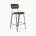 Boston Bar Stool | Dark Green Faux Leather & Black