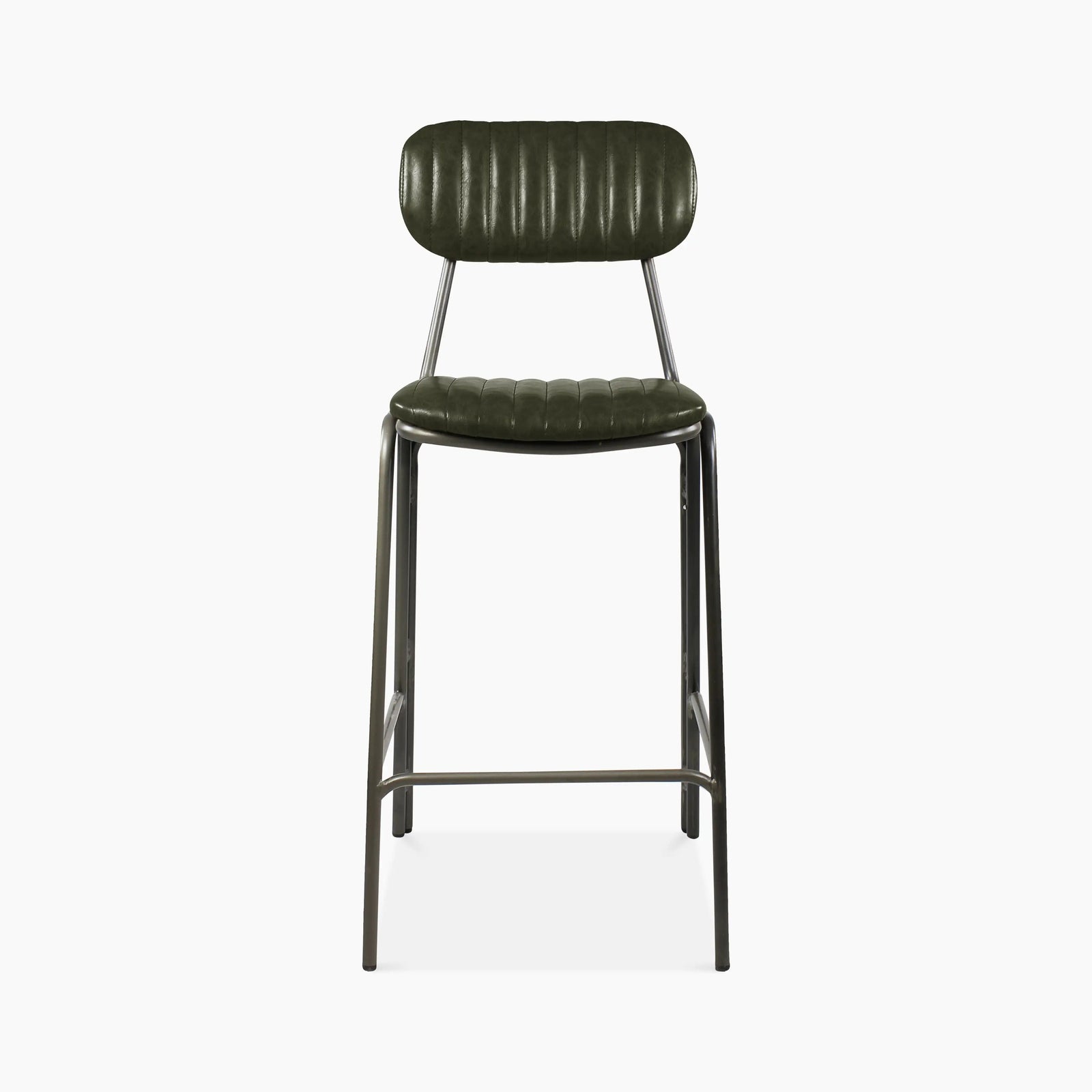 Boston Bar Stool | Dark Green Faux Leather & Black