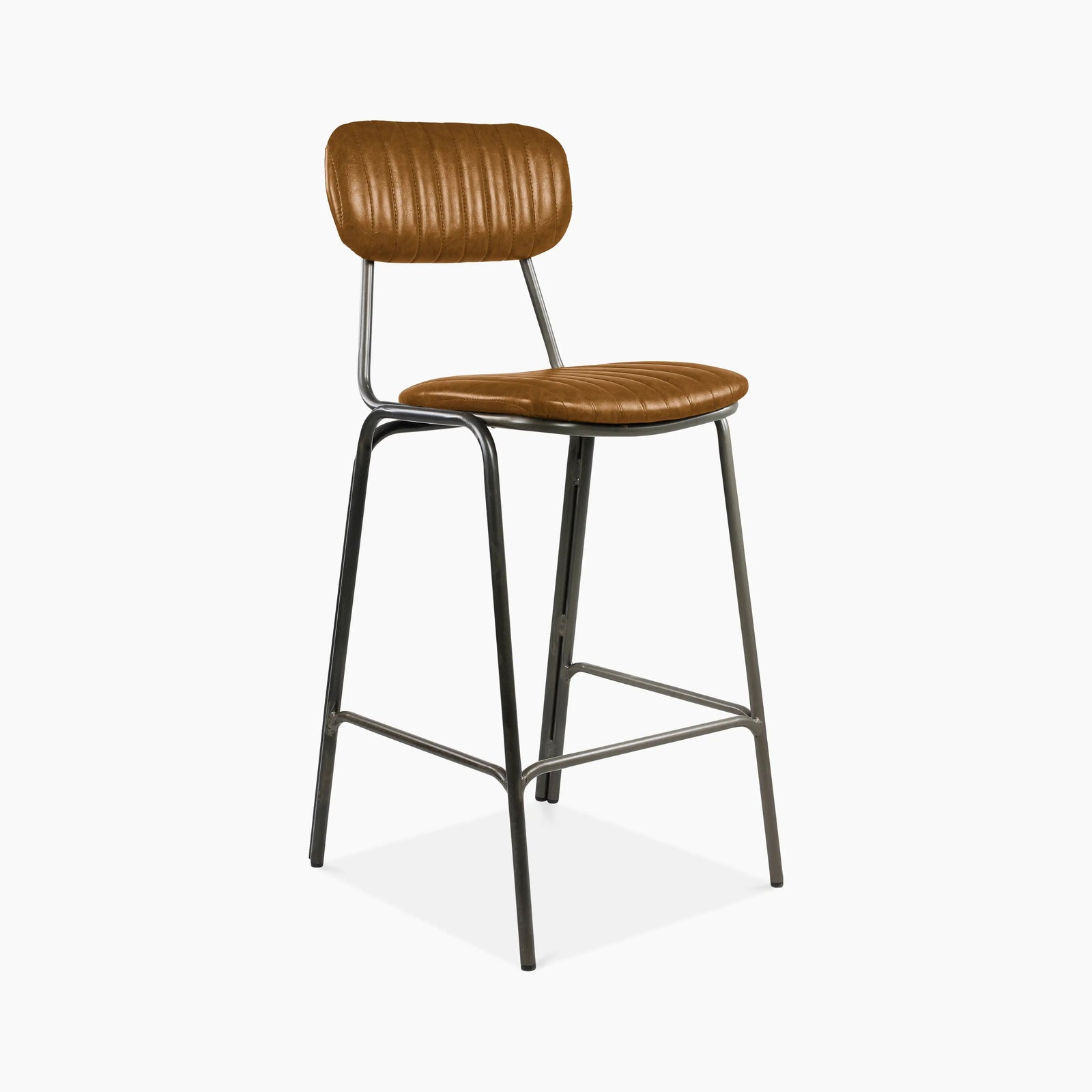 Boston Bar Stool | Tan Faux Leather & Black