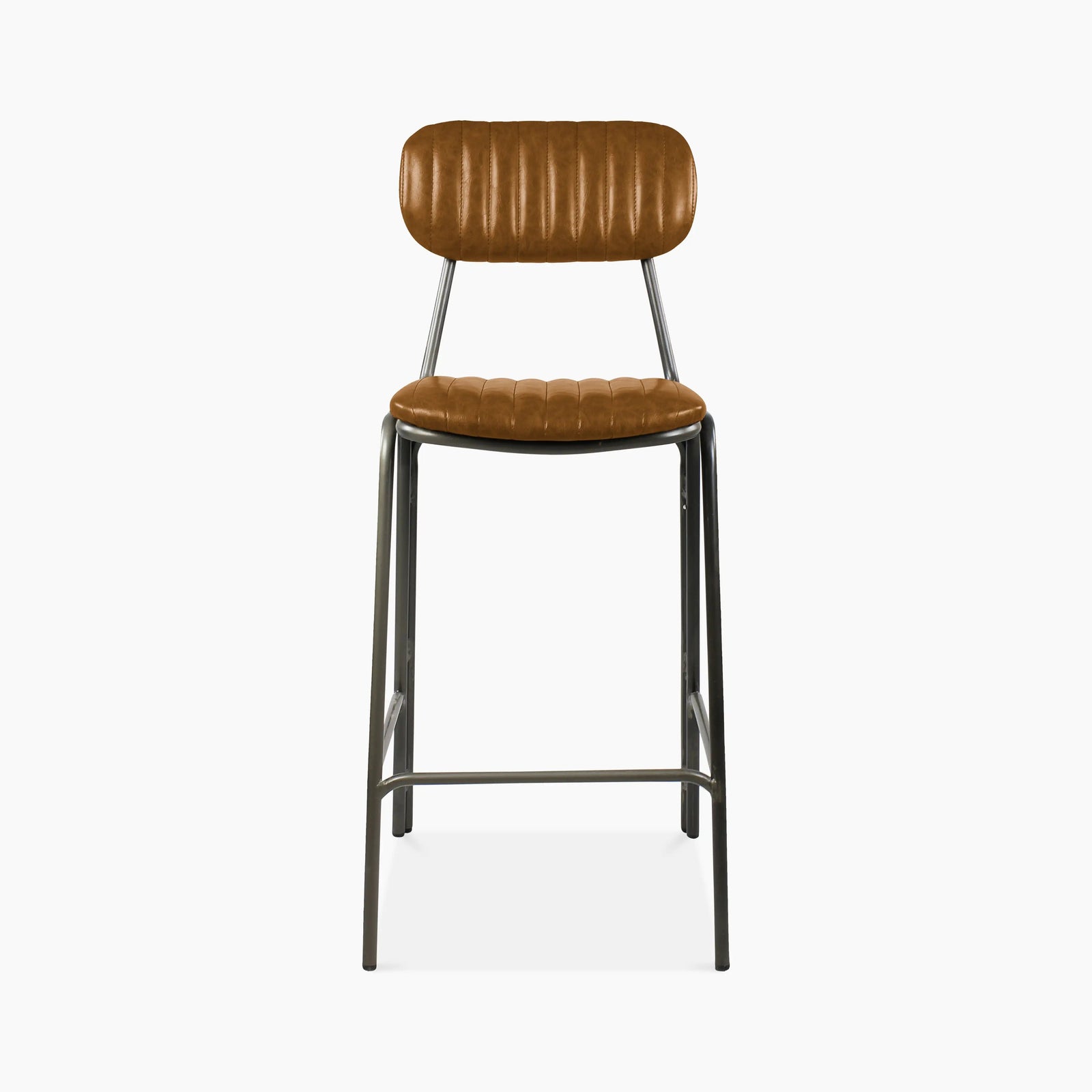 Boston Bar Stool | Tan Faux Leather & Black