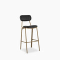 Boston Bar Stool | Vintage Black Faux Leather & Brass